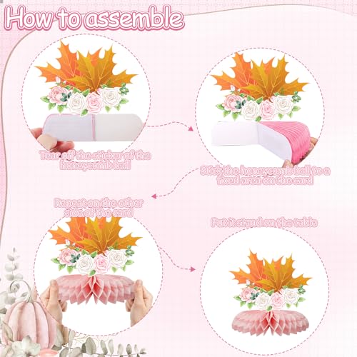 12 PCS Pumpkin Honeycomb Centerpieces for Baby Shower Decor