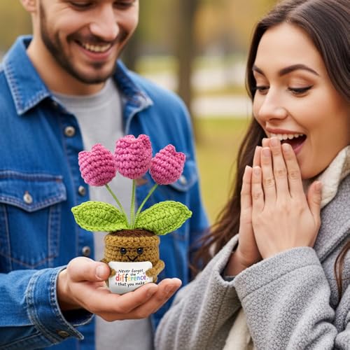 Handcrafted Purple Crochet Tulips - Thoughtful Gift for Women