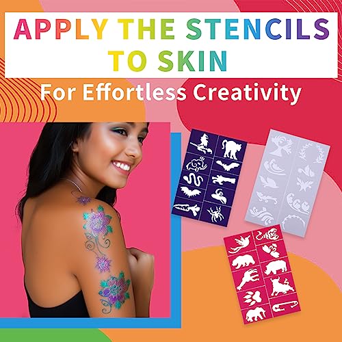 SUSIKEKI Temporary Tattoo Marker Set, 15 Single-Ended Pens with Stencils