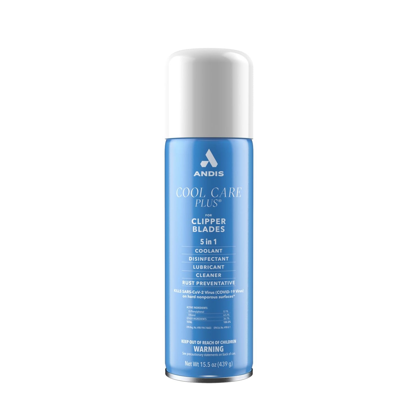 Andis 12750 Cool Care Plus 5-in-1 Clipper Spray, 15.5 oz Can, Blade Care and Treatment