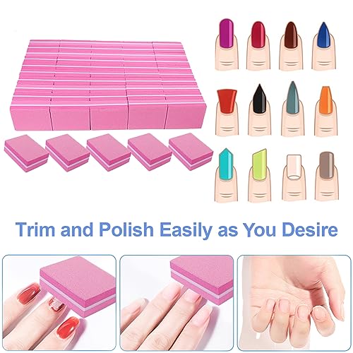180/240 Grit Mini Nail Buffers - 50 Pack for Acrylic & Natural Nails