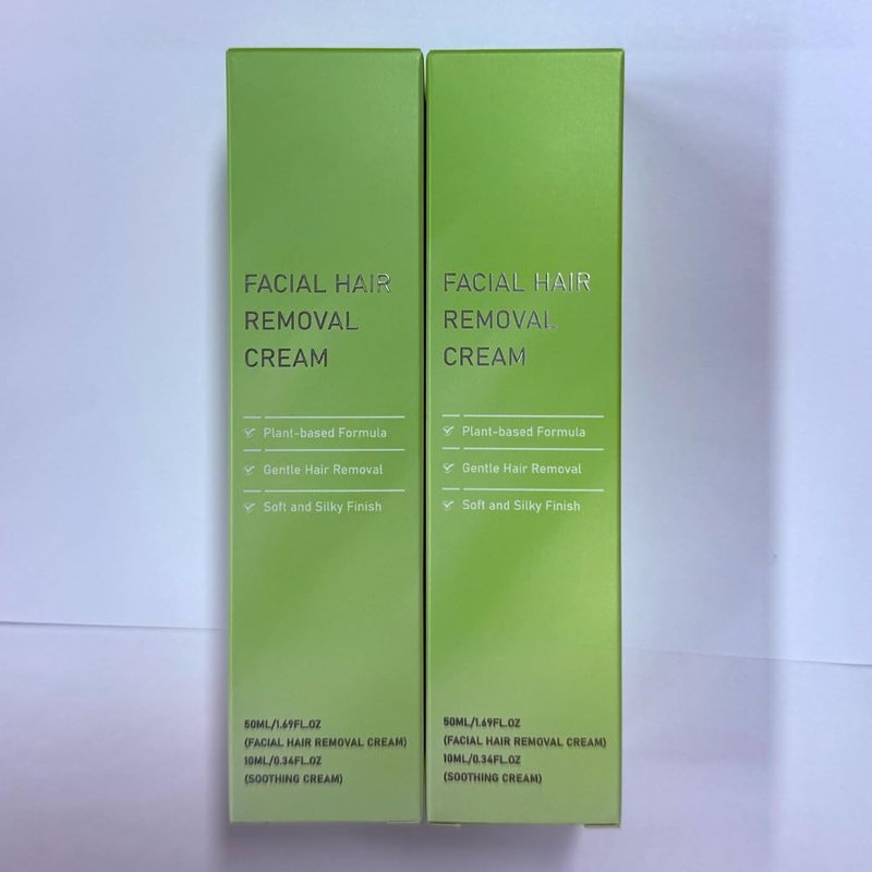 Facial Hair Removal for Women, 5-Minute Painless Face Hair Removal with Soothing Cream | At-Home Depilatory for Upper Lip, Chin & Sideburns | Sensitive Skin Friendly | Smooth Up to 7 Days, 4.06 Fl Oz