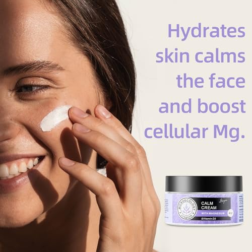Magnesium Cream for Sleep & Relaxation - Hydrating Nighttime Body Lotion with Vitamin E, Lavender, 4 OZ