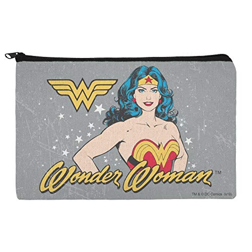 Wonder Woman Vintage Icon Canvas Cosmetic Bag - Travel Makeup Pouch