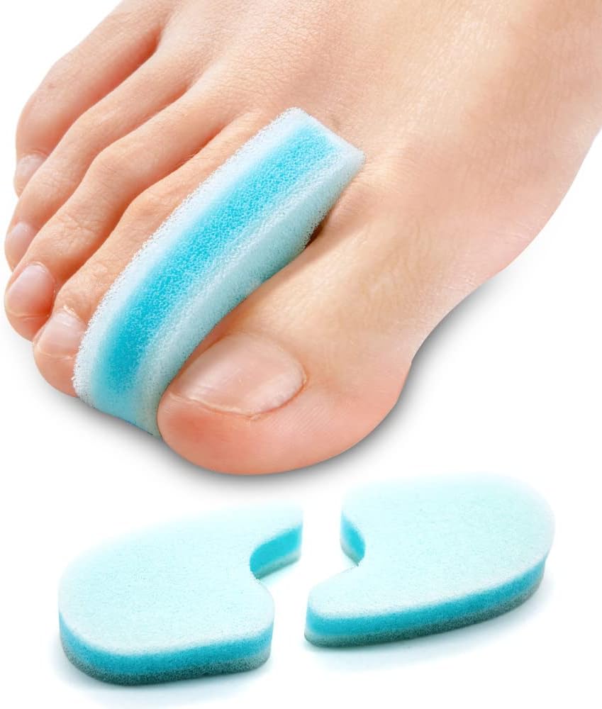 Foam Toe Separators - 10 Pack Breathable Toe Spacers for Pain Relief | Overlapping Toes Corrector - Blue