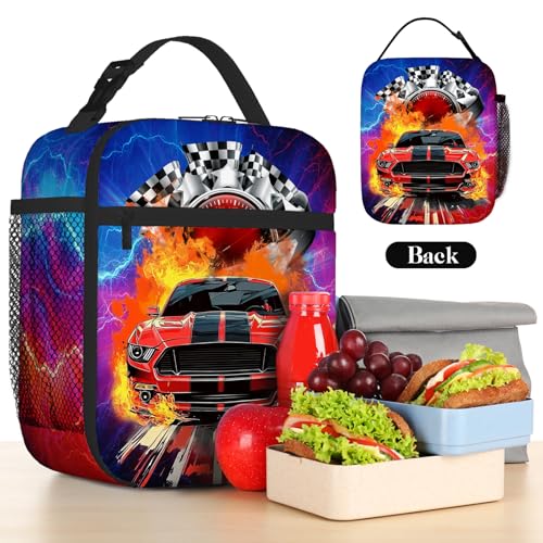 Insulated Cars Lunch Box for Kids - Reusable Thermal Tote