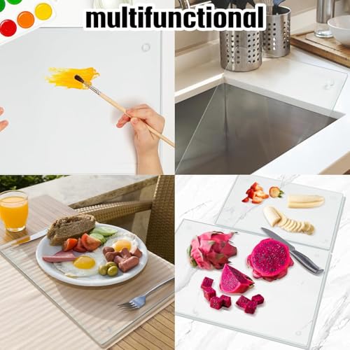 JAMBALAY Tempered Glass Cutting Board, 12"x8", Heat Resistant & Non-Slip