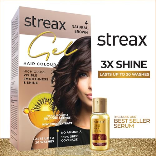 Streax Gel Hair Colour Natural Brown 4 for Women & Men, 150ml