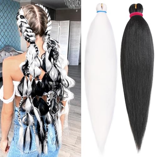 Leeven 26 Inch Pre-Stretched Ombre Braiding Hair Extensions Pack (2 1B-60) High Temp Synthetic