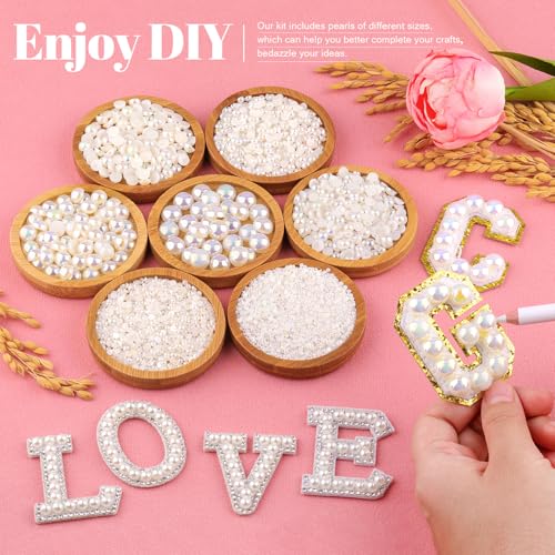 11000Pcs Flatback Pearls Kit with B7000 Glue, Assorted Sizes 2-10mm Beige AB