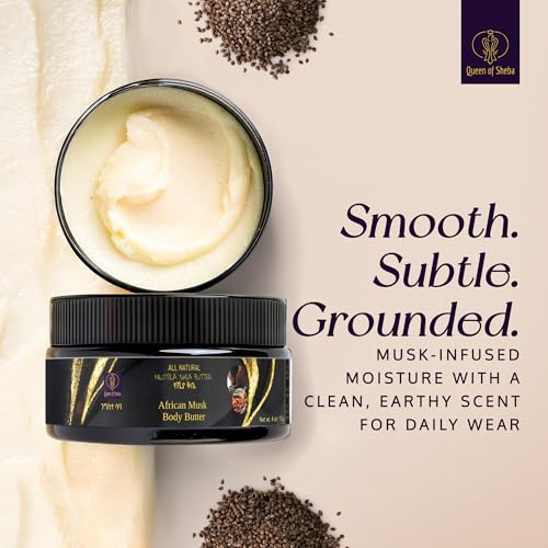 Queen of Shea African Musk Shea Body Butter 2oz - All Natural, Organic, Unrefined