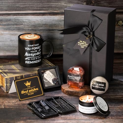 Men's Self-Care Gift Set with Bath Salts, Grooming & Relaxation Tools
