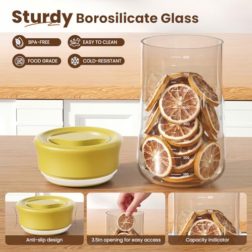 Airtight Glass Storage Jar 27 oz with Easy Open Lid for Food