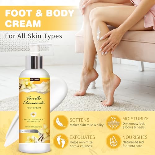 LUCOTIYA 4-Piece Vanilla Chamomile Pedicure Foot Care Set for Cracked Heels