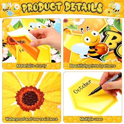 Bee Themed Bulletin Board Decorations Set - 71 Cutouts for Classrooms