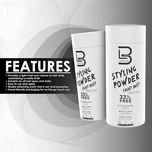 L3 Level 3 Light Hold Styling Powder, Matte Finish for Men, 30 g