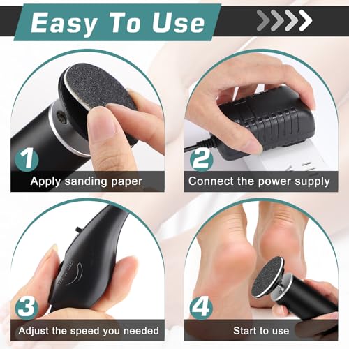 EDIFOLLY Electric Foot Callus Remover - Professional Pedicure Tool, Black