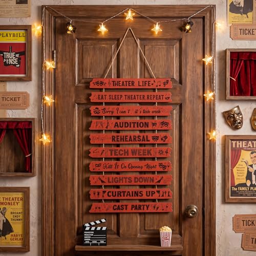 Wooden Theater Wall Decor - 10 Panel Musical Drama Hanging Sign