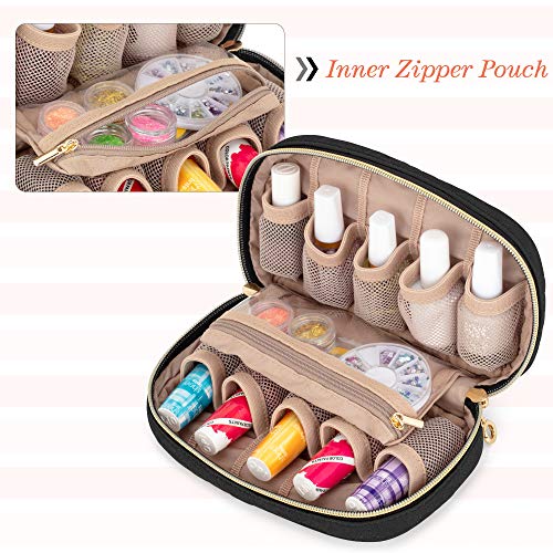 LUXJA Nail Polish Case - Padded Organizer for 10 Bottles, Black