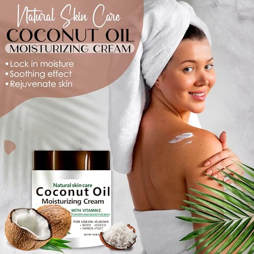 ElvenStars Coconut Oil Moisturizing Cream 300ml - Hydrating Body Lotion for Dry Skin