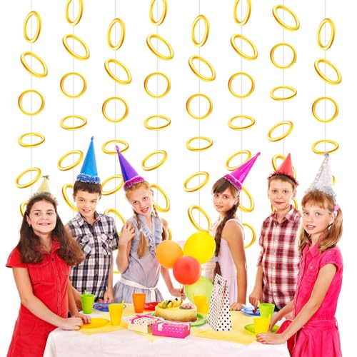 8 Pcs Gold Ring Garland Banner for Birthday & Party Decor
