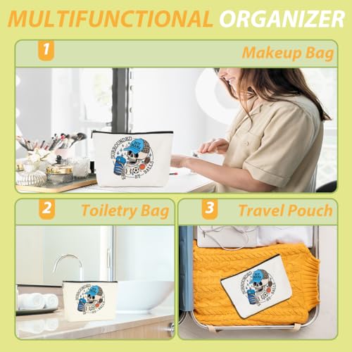CQM Multicolor Skeleton Makeup Bag for Mom - Funny Cosmetic Organizer Gift