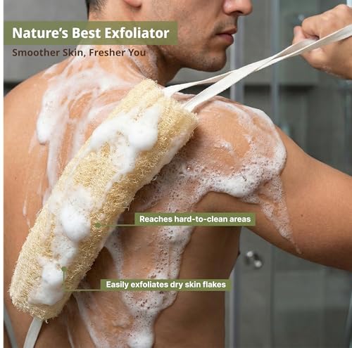 Natural Loofah Back Scrubber & Exfoliating Sponge Set - Eco-Friendly