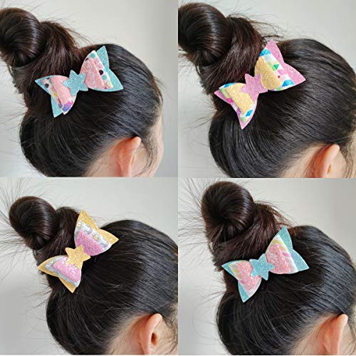 DIY Faux Leather Hair Bow Making Kit - 20 Set Glitter Hair Clip Craft Supplies