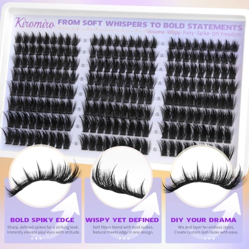 Kiromiro A-SP02-Kit: Wispy & Spiky Lash Clusters (12-20mm, 216pcs)