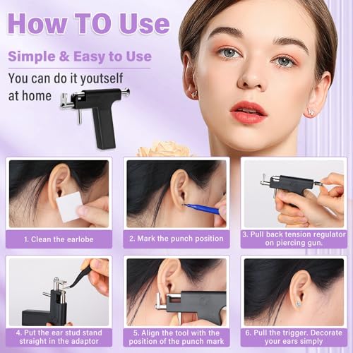 Evatage Black Professional Ear Piercing Gun Kit for Safe Home Use