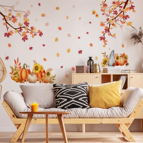 Autumn Maple Leaf Wall Decals - Removable Stickers for Decor