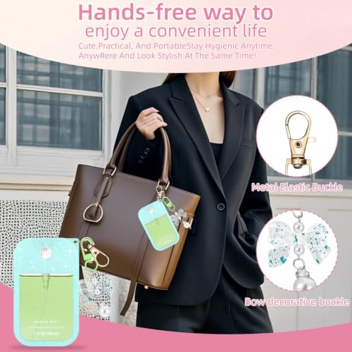 QIOFEARTH 5PCS Silicone Case for Touchland Hand Sanitizer Spray with Bow Keychain