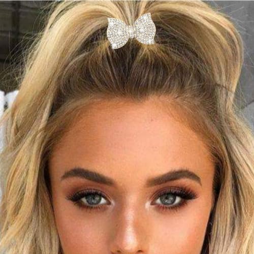 YISSION R-Beaded Bow Sparkly Rhinestone Hair Ties - Elegant Crystal Ponytail Holders for Women & Girls