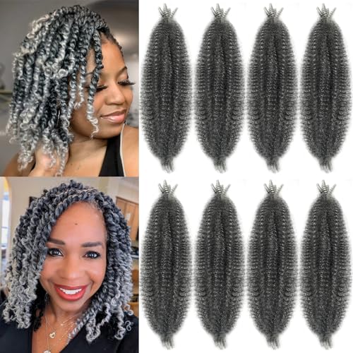 Chicmoi 16 Inch Ombre Grey Afro Kinky Twist Hair - 8 Packs, 40g/pack, 8 Packs/Lot