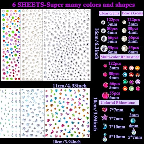Self-Adhesive Rhinestone Face Gems Stickers for Makeup