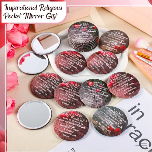 30 Pcs Christian Compact Mirrors with Bible Verses - Religious Gifts for Women
