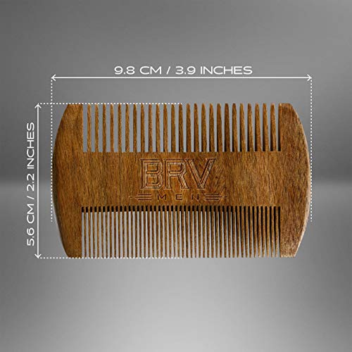 BRV MEN Sandalwood Beard Comb - Pocket Size & Dual-Sided