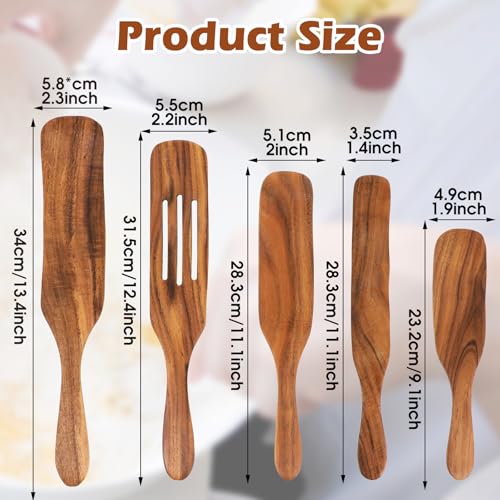 Prasacco 5-Piece Wooden Spurtle Kitchen Utensil Set