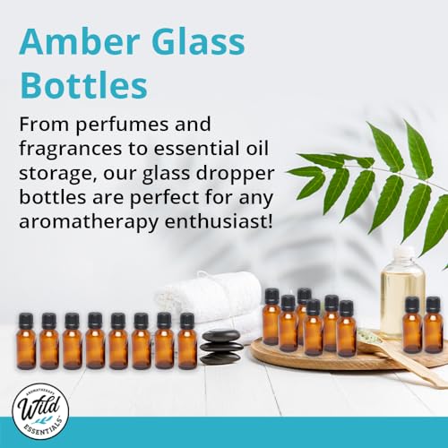 Amber Glass Bottles 10ml - 24 Pack for Essential Oils & DIY