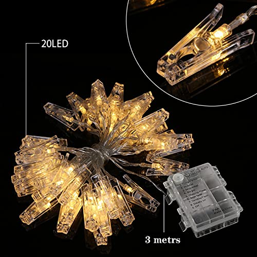 20 LED Photo Clip Fairy String Lights - Waterproof & Remote