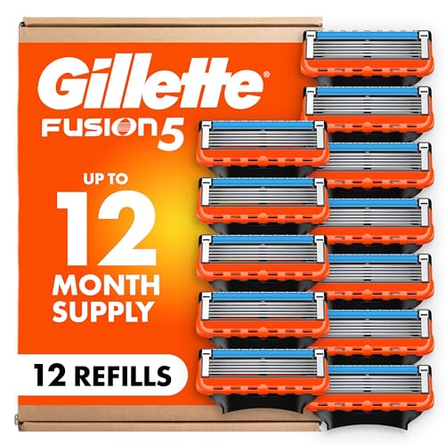 Gillette Fusion5 Mens Razor Blade Refills, 12 Count, Lubrastrip for a More Comfortable Shave