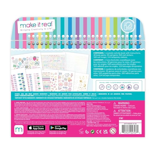 Bejeweled Cosmetic Activity Book for Kids - Nail Art, Body Gems & Tattoos