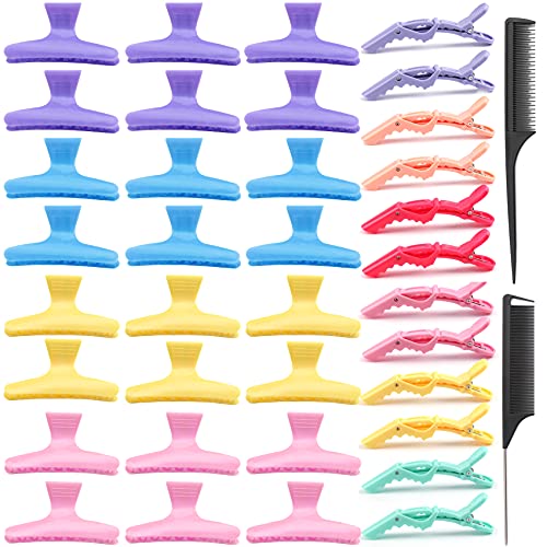 Pastel Color 38 Pcs Hair Clip & Comb Set - Butterfly & Croc Clips