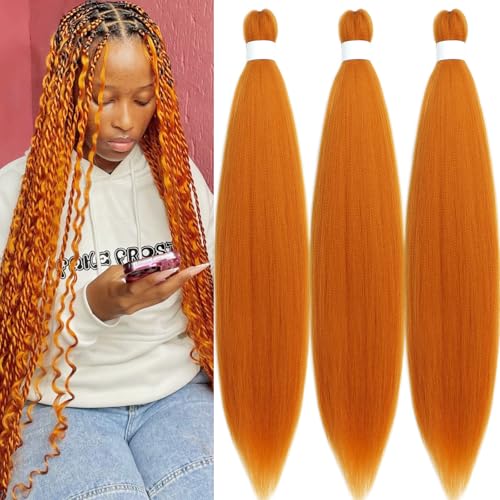 30 Inch Ginger Burnt Orange Pre-Stretched Braiding Hair - 6 Bundles