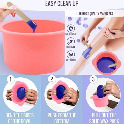 Silicone Wax Warmer Liner with 2 Wax Spatula Sticks - Pink