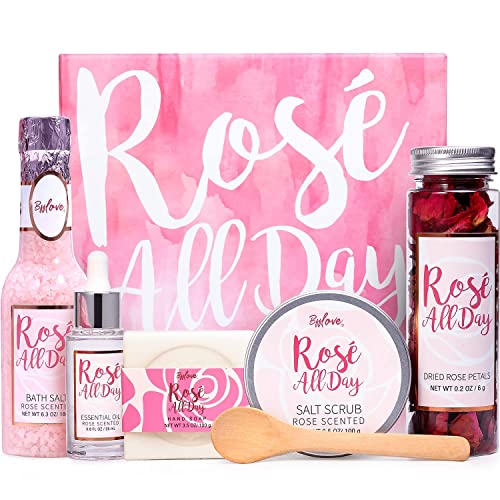 BFF LOVE Rose Water Spa Gift Set for Women - 6 Piece Skincare Kit, Moisturizing & Relaxing