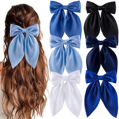 6 Pcs Satin Bow Hair Clips for Women - Alligator Barrettes Set