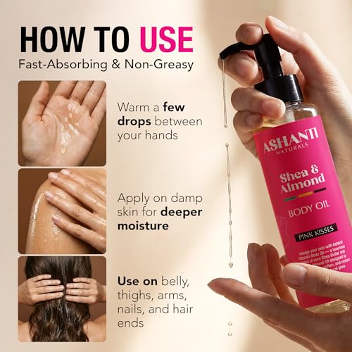 Ashanti Naturals Pure Shea and Sweet Almond Body & Hair Oil, 4 oz