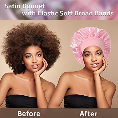 Silk Satin Hair Bonnet for Sleeping - Large Elastic Sleep Cap