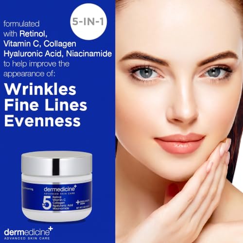 Dermedicine 5-in-1 Face Cream with Retinol, Vitamin C & Niacinamide, 0.5 oz - Pack of 1